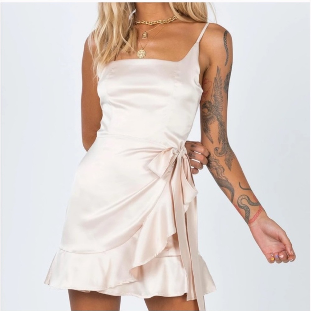 Princess Polly Gold Asymmetrical Ruffled Mini Dress